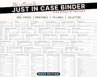 The Ultimate Just In Case Binder (Boho Edition) | An Emergency and End of Life Planner |  Estate & Legacy Planning | Important Documents