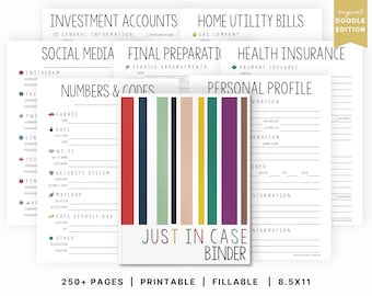 The Original Just In Case Binder | Emergency & Estate Planner | Printable | Important Documents Organizer | Fillable PDF