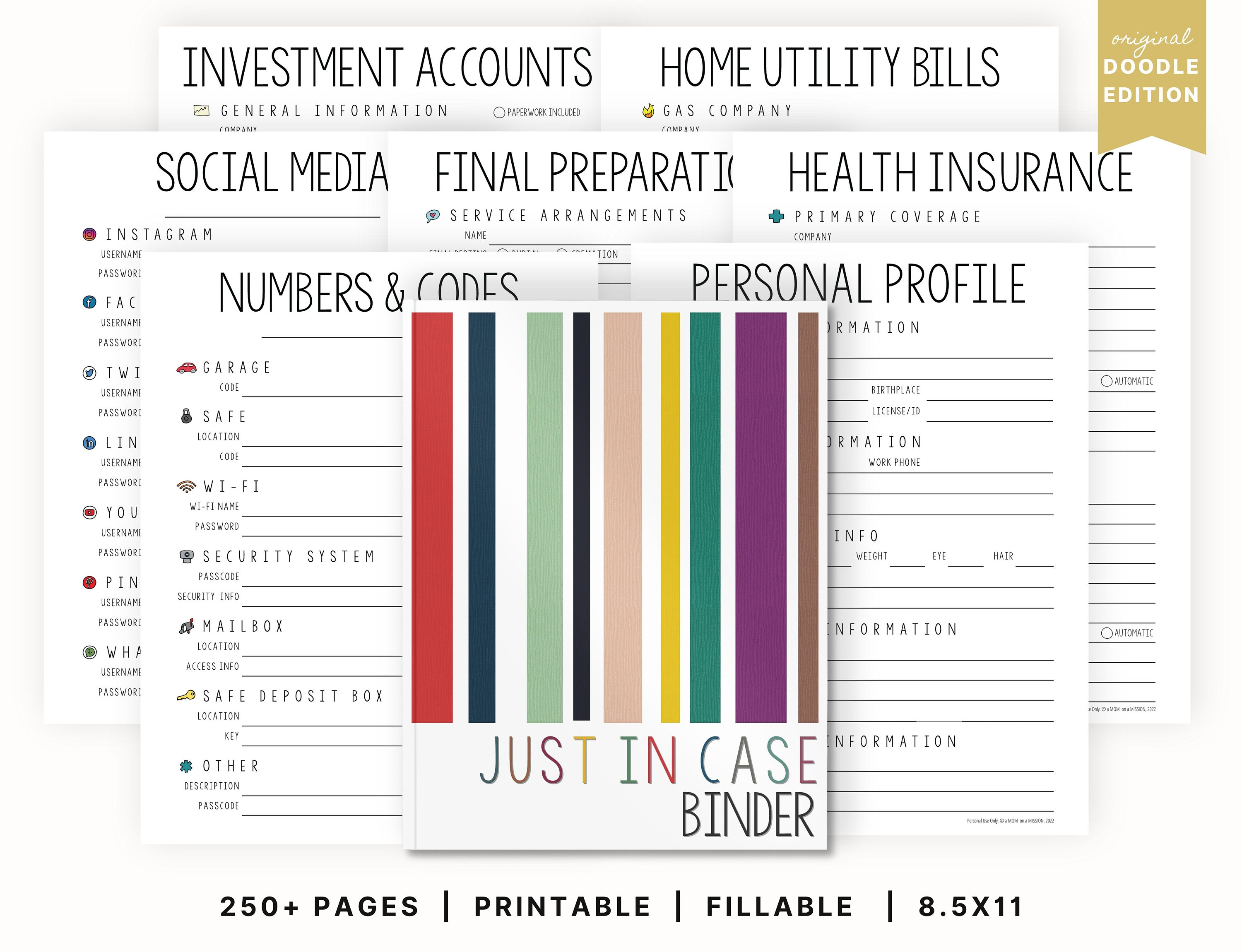 The Original Just In Case Binder | Emergency & Estate Planner | Printable | Important Documents Organizer | Fillable PDF