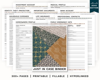 The Ultimate Just In Case Binder (Boho Edition) | An Emergency and Legacy Planner |  Estate Planning | Important Documents Organizer