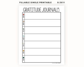 Weekly Gratitude Journal  |  Printable and Fillable PDF