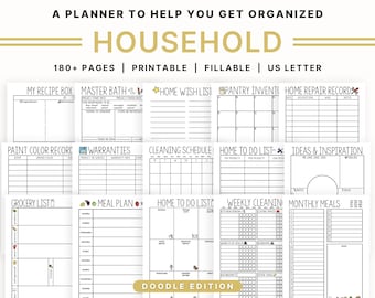 Household Printable Planner: Meals, Cleaning, Projects, Records