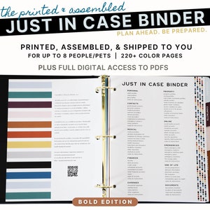 The Printed & Assembled Just In Case Binder (Bold Edition):  An Emergency and Legacy Planner | PLUS Digital PDF Access