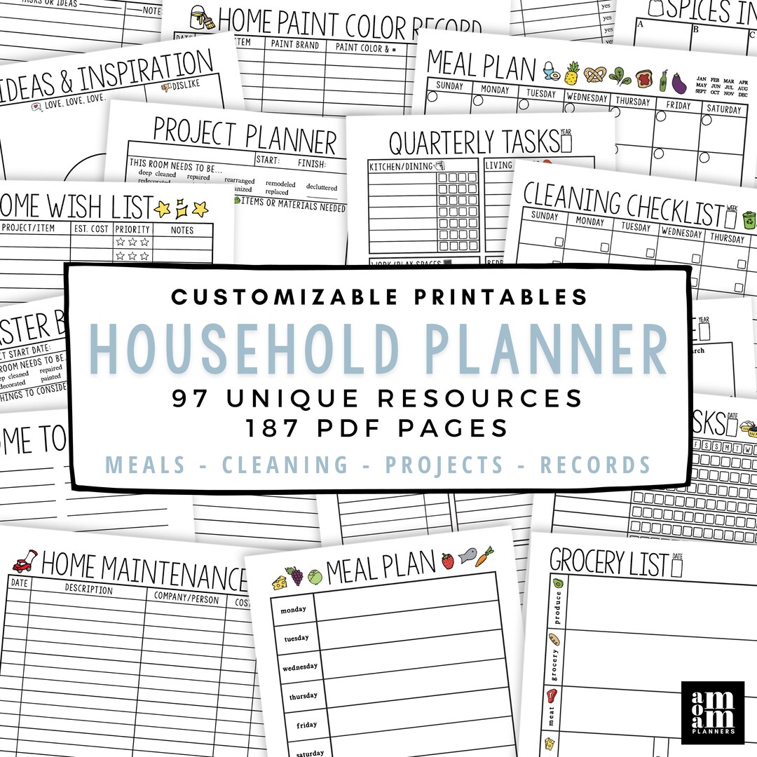 Household Planner Printables Home Management Binder 8.5 X - Etsy