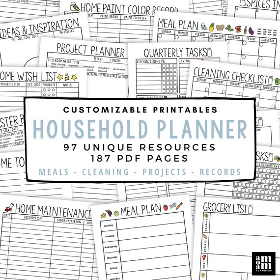 Household Planner Printables Home Management Binder 8.5 X | Etsy