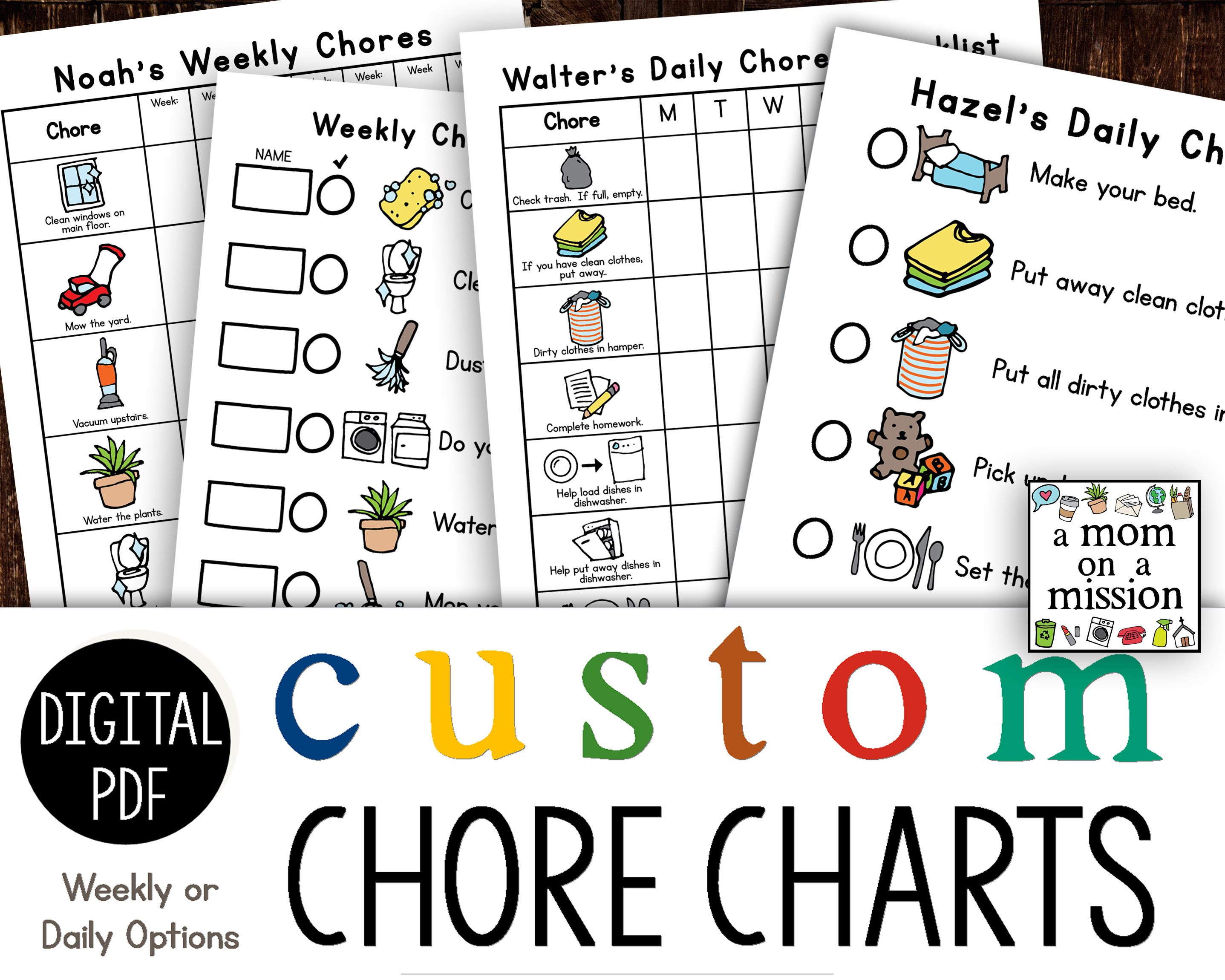 Custom Personalized Chore Chart weekly chores chart chore Etsy