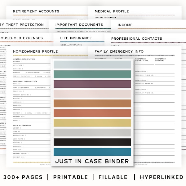 The Ultimate Just In Case Binder (Bold Edition)  |  Estate Planning  |  Emergency & End of Life Planner  |  Fillable Hyperlinked PDFs