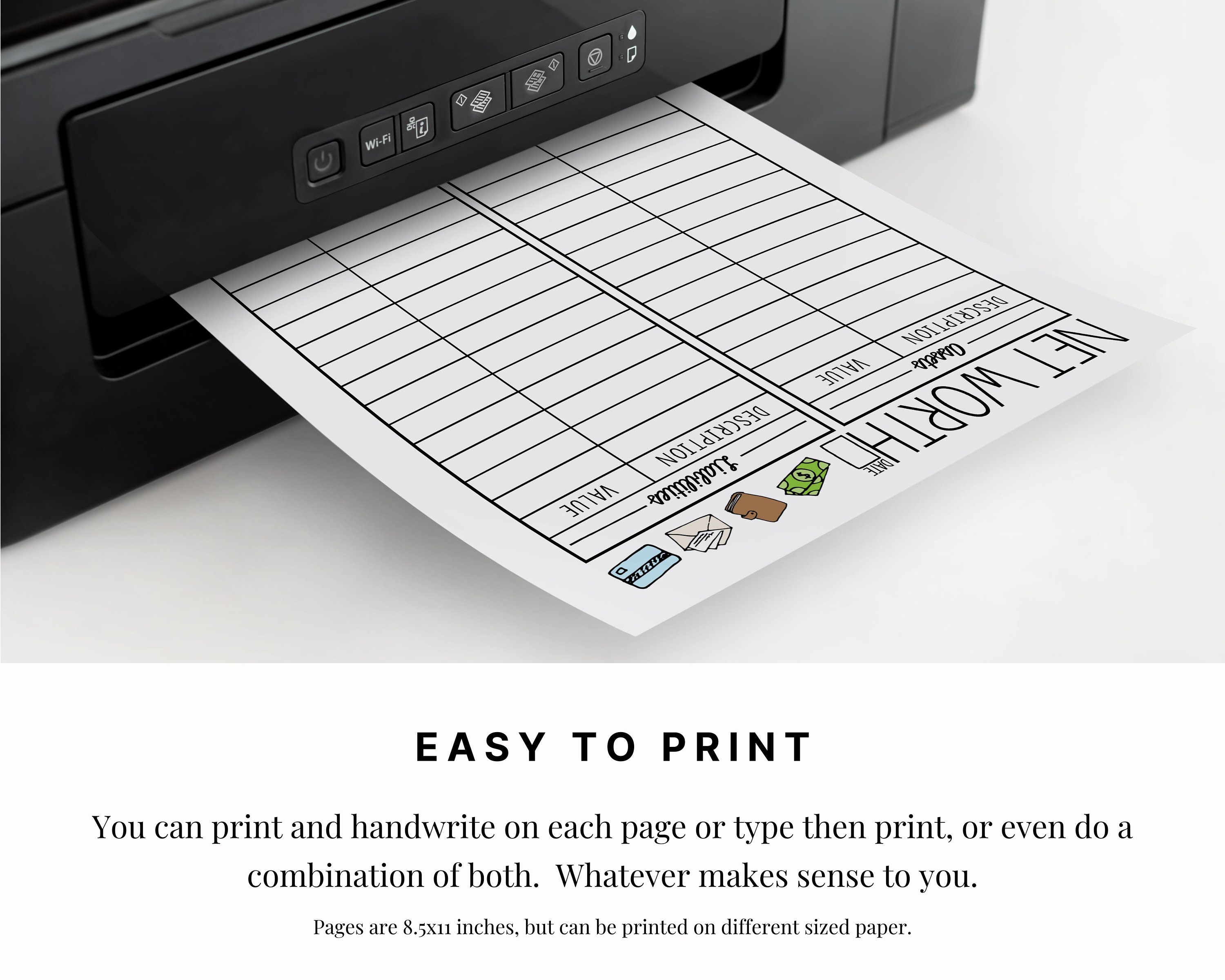 Net Worth Worksheet Printable and Fillable PDF - Etsy