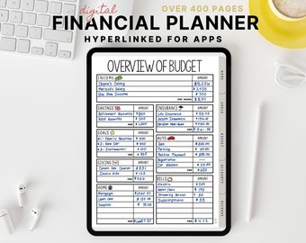 Finance Planner Hyperlinked for iPad | Hyperlinked for Notability GoodNotes | Digital Download |  Budget Organizer | Debt Payoff Resources