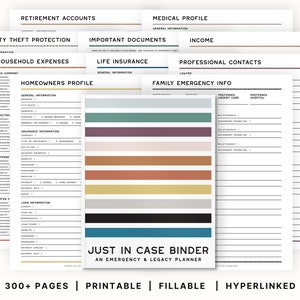 The Ultimate Just In Case Binder  |  Estate Planning  |  Emergency & End of Life Planner  | Printable Fillable Hyperlinked PDFs