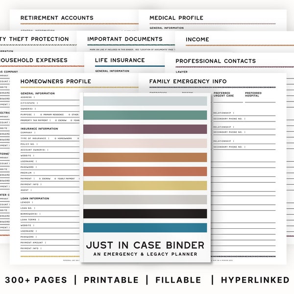 The Ultimate Just In Case Binder (Bold Edition)  |  Estate Planning  |  Emergency & End of Life Planner  |  Fillable Hyperlinked PDFs