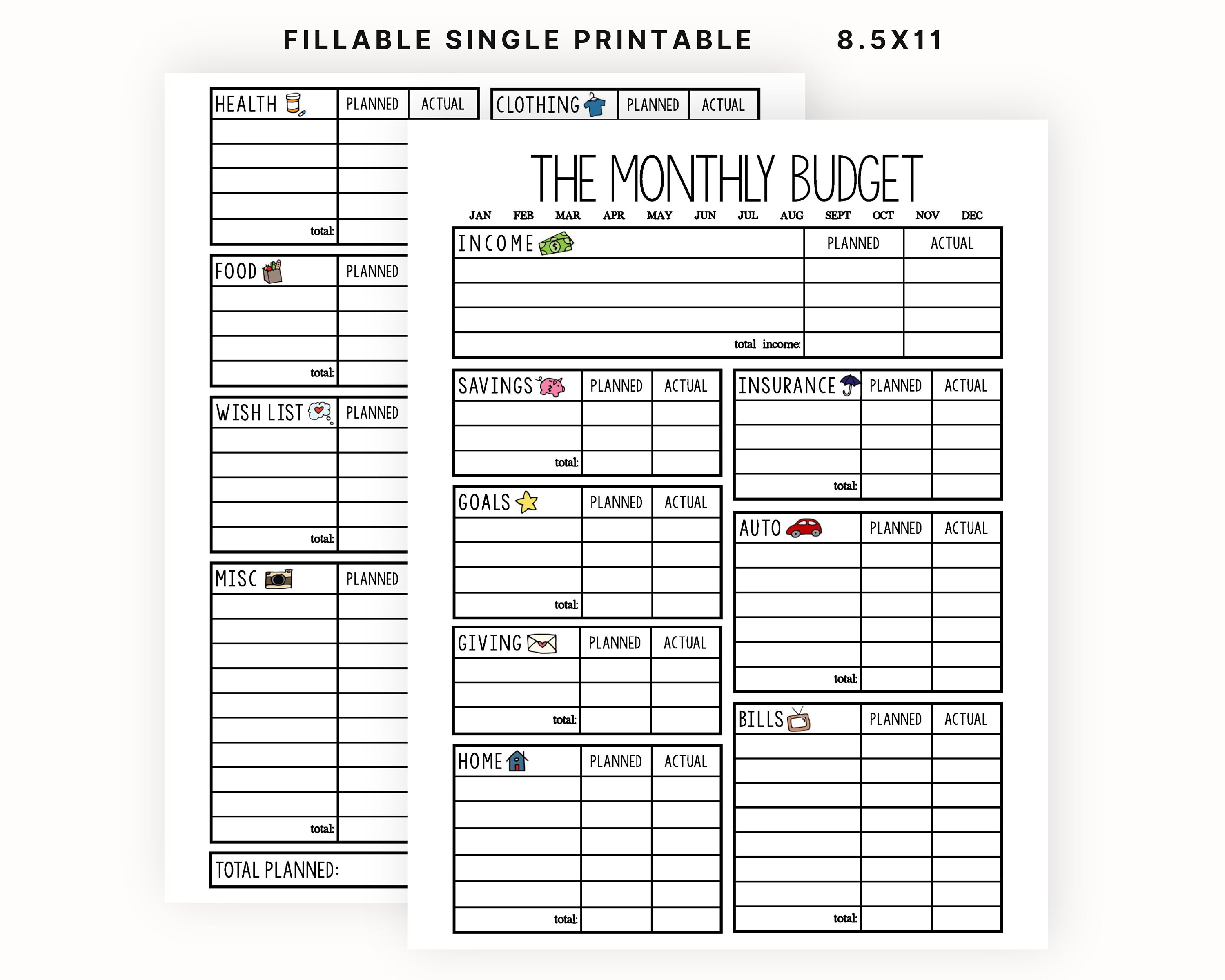 Monthly Budget Planner Printable and Fillable PDF Etsy Australia Monthly Budget Planner Printable and Fillable PDF Etsy Australia