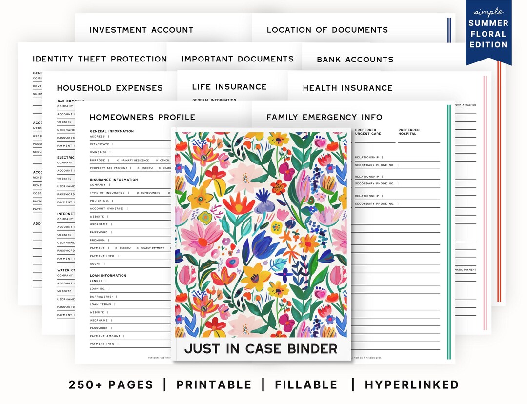 The Ultimate Just in Case Binder (summer Floral Edition) | Important ...