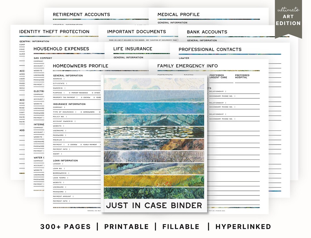 The Ultimate Just in Case Binder (art Edition) | Estate Planning ...