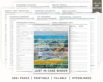 The Ultimate Just In Case Binder (Art Edition)  |  Estate Planning  |  Emergency & End of Life Planner  | Printable Fillable PDFs