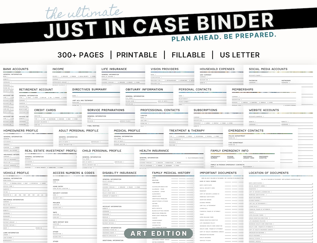 The Ultimate Just in Case Binder (art Edition): an Emergency and End of ...