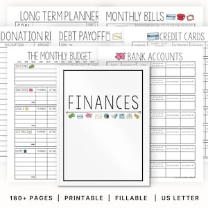 Financial Planner Printable | Monthly Budget | Finance | Money Tracker | Debt | PDF | Editable | Bill Tracker | Snowball | Digital Download