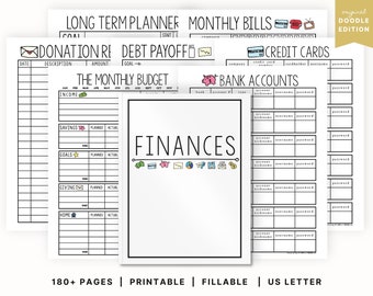 Financial Planner Printable | Monthly Budget | Finance | Money Tracker | Debt | PDF | Editable | Bill Tracker | Snowball | Digital Download