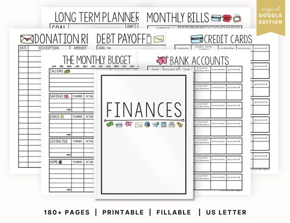 Financial Planner Printable | Monthly Budget | Finance | Money Tracker | Debt | PDF | Editable | Bill Tracker | Snowball | Digital Download