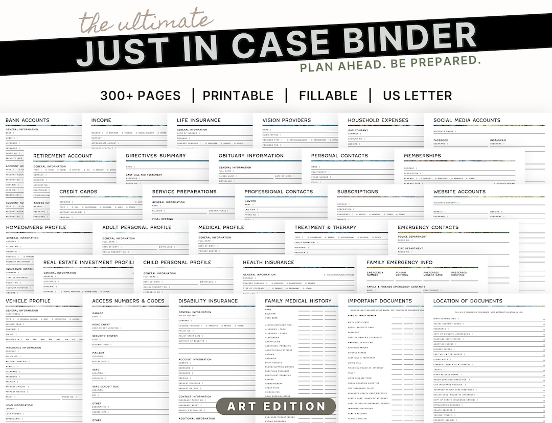 The Ultimate Just in Case Binder art Edition: an Emergency and End of ...