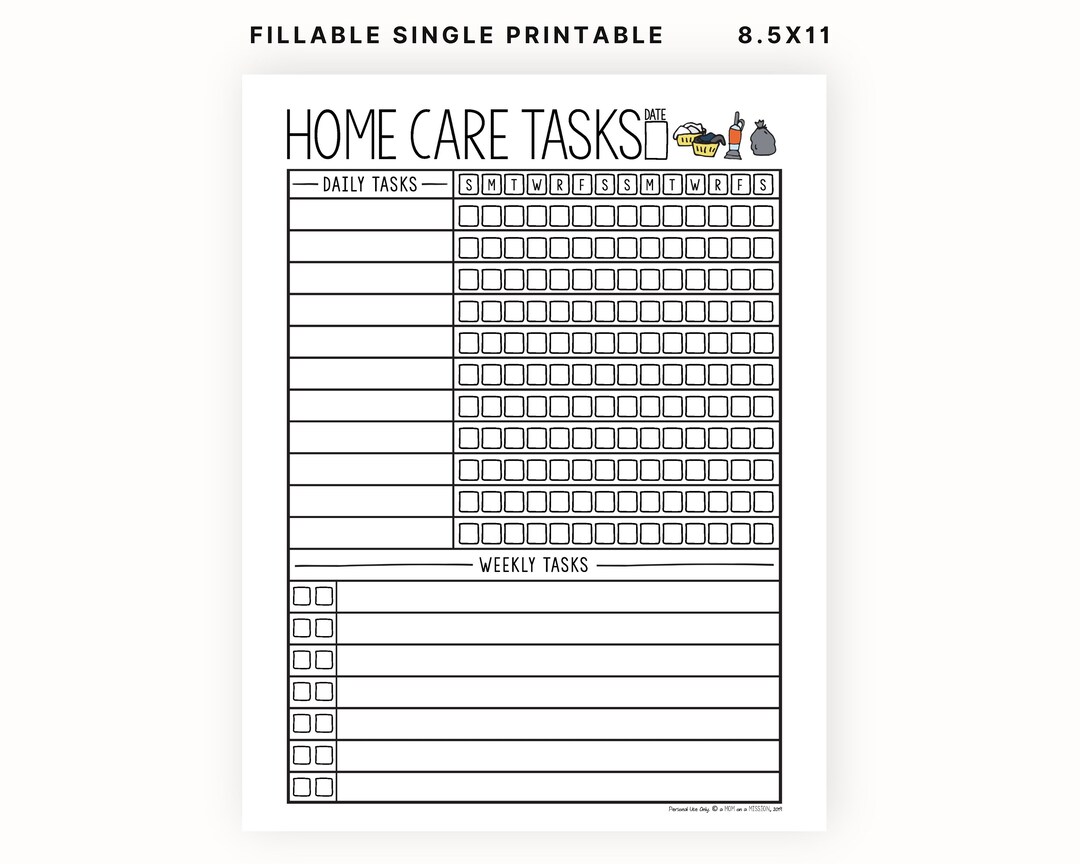 Home Cleaning Checklist | Printable and Fillable PDF - Etsy