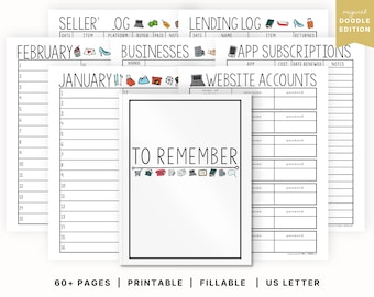 To Remember Planner Printables | Contacts | Address Book | Important Dates | Mom Planner | Password Login Tracker | Digital PDF | Calendar