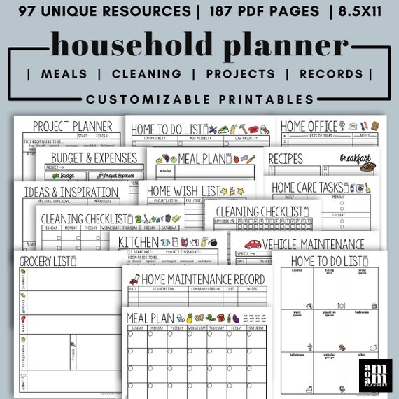 Household Planner Printables  Home Management Binder  8.5 X