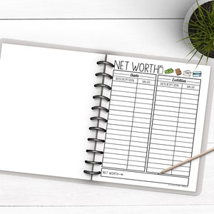 Net Worth Worksheet | Printable and Fillable PDF - Etsy
