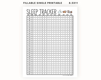 Sleep Tracker  |  Printable and Fillable PDF