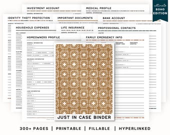 The Ultimate Just In Case Binder (Boho Edition) |  Estate Planning | Important Documents Organizer | Printable Emergency and Legacy Planner