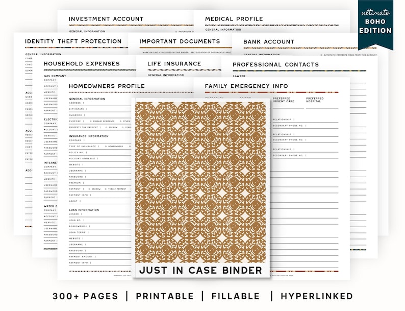 The Ultimate Just in Case Binder (boho Edition) | Estate Planning ...