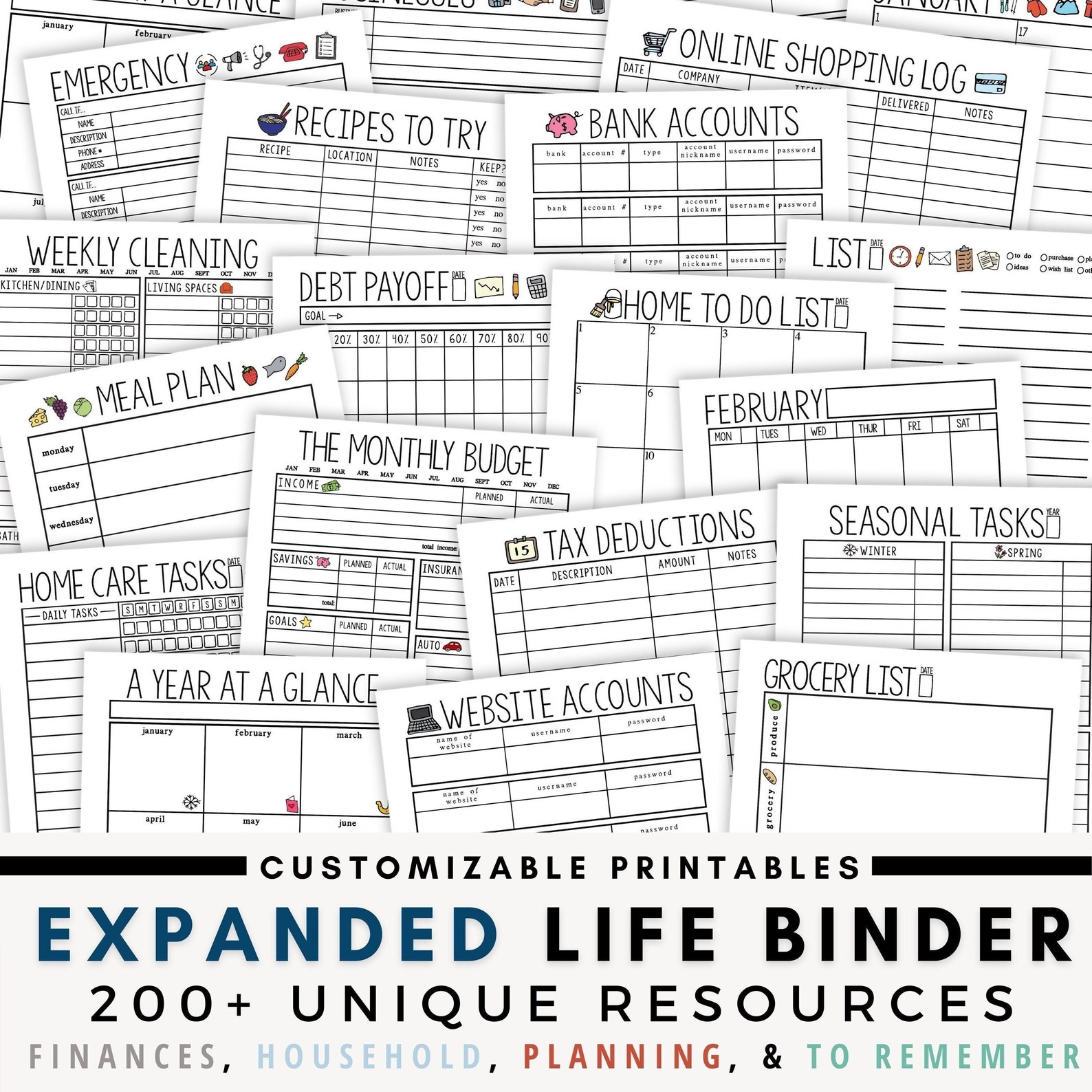 Expanded Life Binder Planner Printables Home Management Etsy