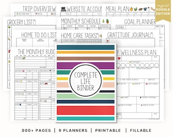 Home Management Planner Printables | Complete Life Binder | Finances & Budget | Cleaning | Meal Planners|  Household | Calendars | Digital