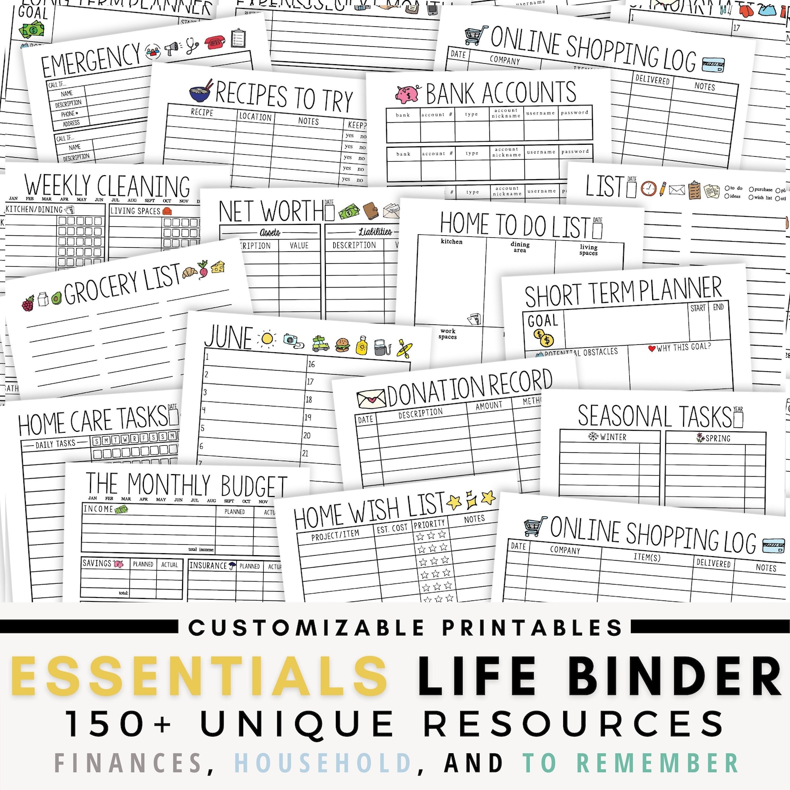 Essentials Life Binder Planner Printables Editable PDF Etsy