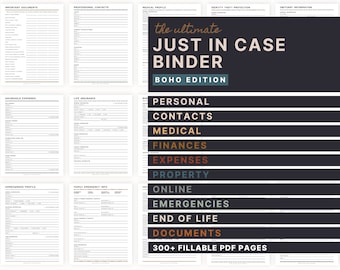 The Ultimate Just In Case Binder (Boho Edition) | An Emergency and End of Life Planner |  Estate & Legacy Planning | Important Documents