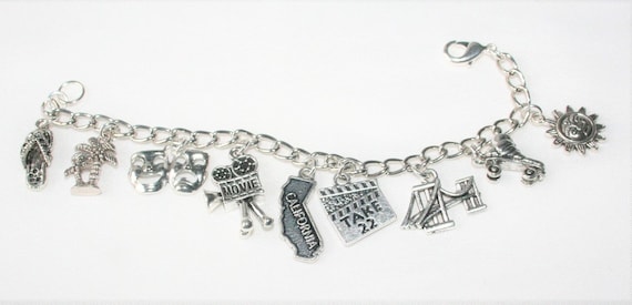 California Charm Bracelet,  Stainless Steel California Bracelet, Movie Bracelet, Golden State Bracelet, California Jewelry, California Lover