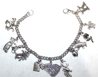 South Carolina Charm Bracelet, Stainless Steel South Caroline Bracelet, South Carolina State Bracelet, State of South Carolina Bracelet,