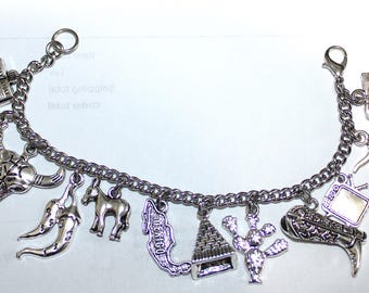 Mexico Charm Bracelet, Stainless Steel Mexico Bracelet, Mexico Travel Charm Bracelet, Mexico Bracelet, Mexico Jewelry, Mexico Gift