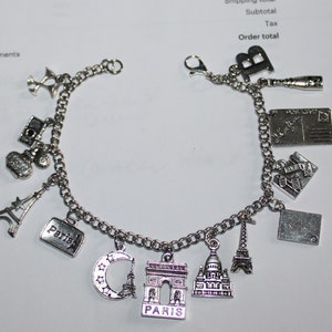 Paris Charm Bracelet, Stainless Steel Paris Bracelet, Paris Bracelet, Paris Gift, Paris Jewelry,  France Bracelet, Personalized