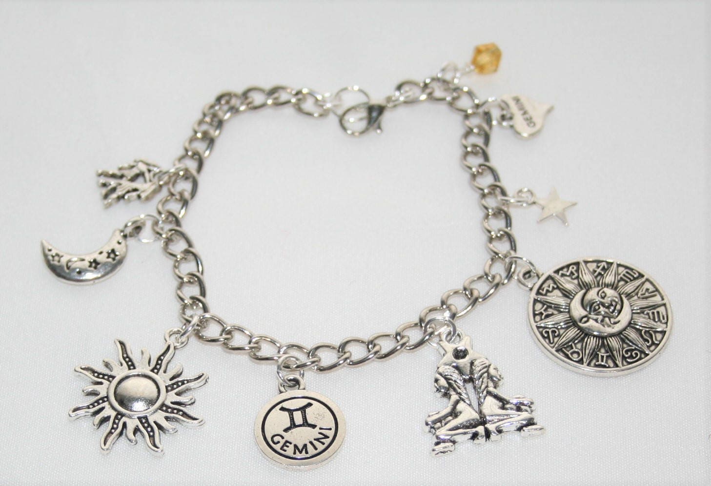Gemini Charm Bracelet Zodiac Charm Bracelet Gemini Birthday Etsy