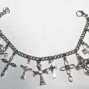 Create Your Own Cross Bracelet, Cross Charm Bracelet, Stainless Steel Charm Bracelet, Stainless Steel Faith Bracelet, Spiritual Bracelet,