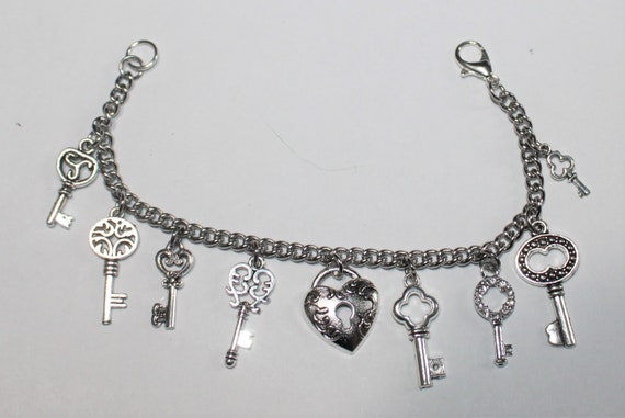 Key Bracelet Stainless Steel Charm Bracelet Skeleton Key