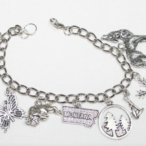 Montana Charm Bracelet, Stainless Steel Montana Bracelet, Montana State Bracelet, Montana Jewelry, Montana Bracelet, State of Montana