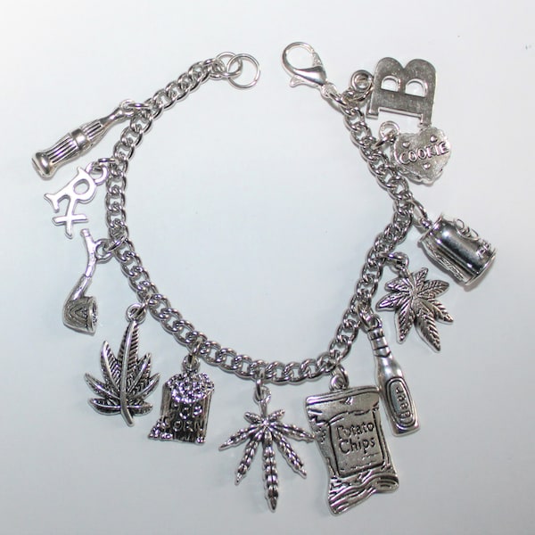 Marijuana Charm Bracelet, Stainless Steel Marijuana Bracelet, Cannabis Bracelet, Weed Charm Bracelet, Medical Marijuana Bracelet