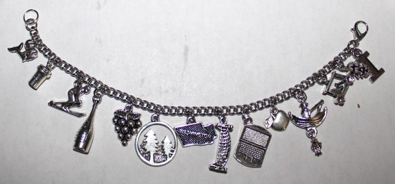 Washington State Charm Bracelet, Stainless Steel Washington State Bracelet, Evergreen State Charm Bracelet,  Washington Jewelry