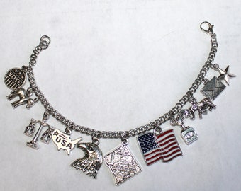 Washington DC Charm Bracelet, Stainless Steel Washington DC Bracelet, Washington DC Jewelry