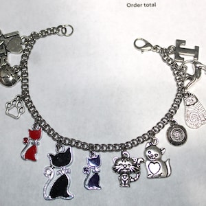 Cat Charm Bracelet,  Create Your Own Cat Bracelet, Stainless Steel Bracelet, Cat Charm Bracelet, Animal Charm Bracelet, Feline