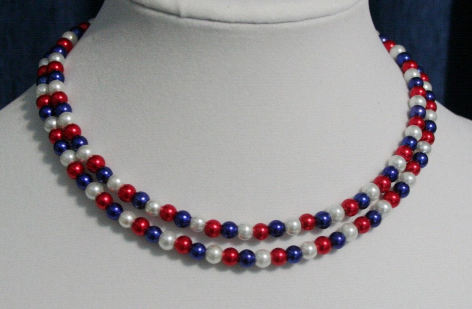 Red white and blue necklace paparazzi Clearance