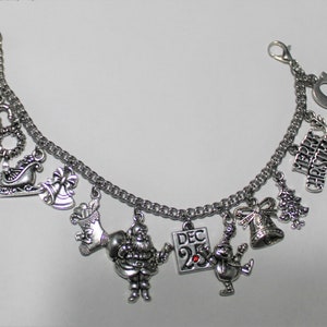 Custom Holiday Bracelet, Stainless Steel Bracelet,  Christmas Bracelet, Halloween Charm Bracelet, Birthday Bracelet, Holiday Charm Bracelet