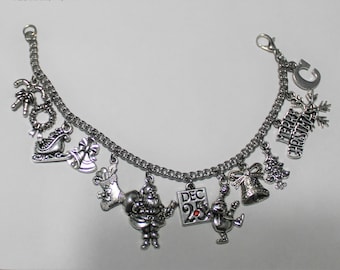 Christmas Charm Bracelet, Christmas Bracelet, Christmas Jewelry, Holiday Bracelet, Charm Bracelet, Vintage Bracelet, Charms Br306